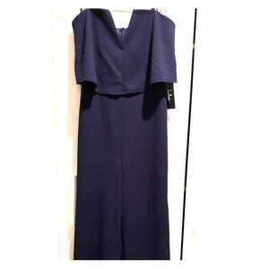 Navy Blue Strapless Jumpsuit